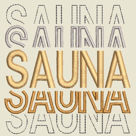 Ferberline Stickdatei Wortwelle Sauna ab 10x10cm