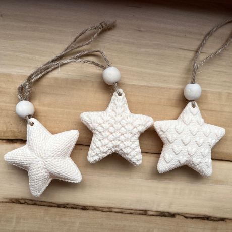 Sterne 3er Set Strickoptik  ** Weihnachtsdeko zum Aufhängen