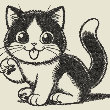 Ferberline Stickdatei Scribble Katze Bella ab 13x15