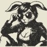 Ferberline Stickdatei Scribble Hase Bikerbunny ab 10x10