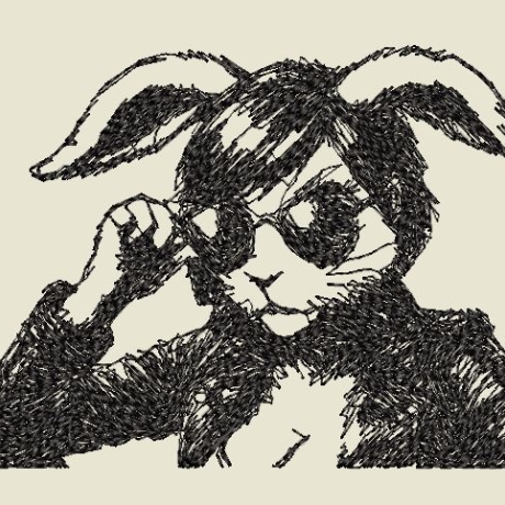 Ferberline Stickdatei Scribble Hase Bikerbunny ab 10x10