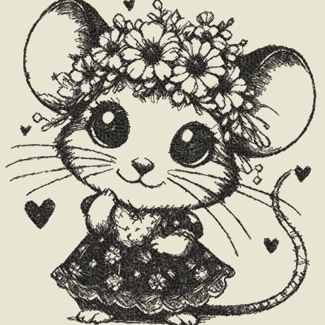 Ferberline Stickdatei Scribble Blumenmausi ab 10x10