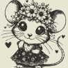 Ferberline Stickdatei Scribble Blumenmausi ab 10x10