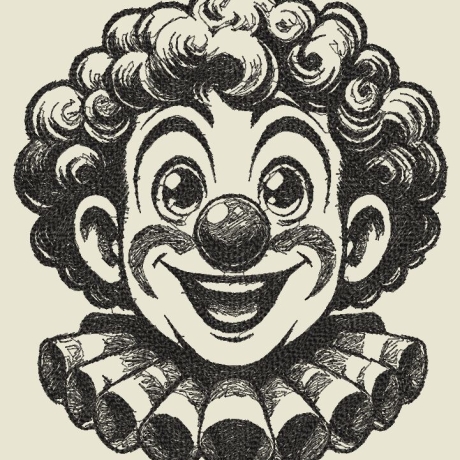 Ferberline Stickdatei Scribble Clown ab 13x15
