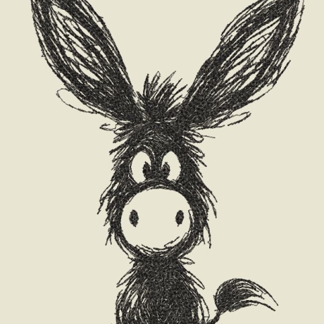 Ferberline Stickdatei Scribble Esel ab 9x10