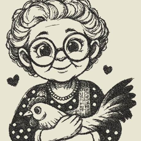 Ferberline Stickdatei Scribble Hühneromi ab 13x16