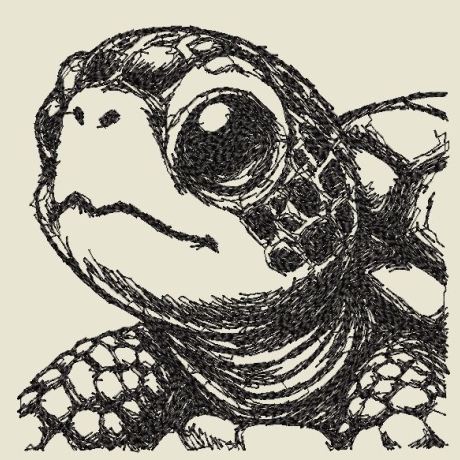 Ferberline Stickdatei Scribble Schildkröte ab 10x10
