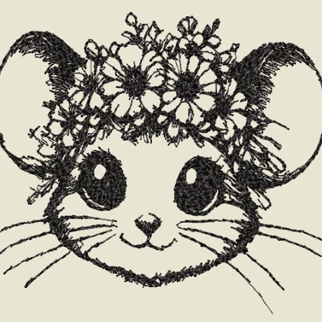 Ferberline Stickdatei Scribble Blumenmausi ab 10x10
