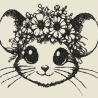 Ferberline Stickdatei Scribble Blumenmausi ab 10x10