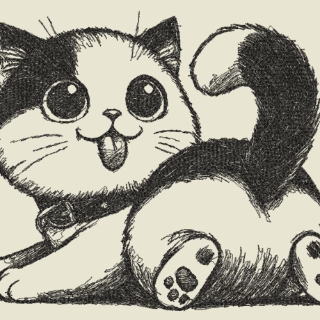 Ferberline Stickdatei Scribble Katze Loki ab 13x16