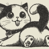 Ferberline Stickdatei Scribble Katze Loki ab 13x16