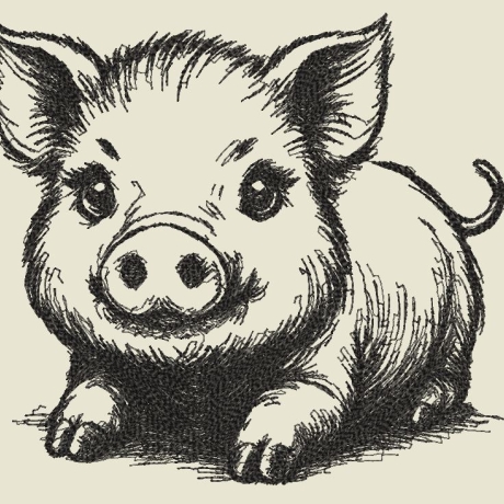Ferberline Stickdatei Scribble Schwein Sweety ab 9x10