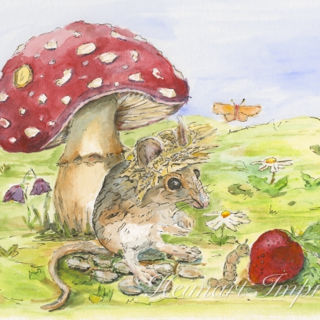 Kindertasse Kinderbecher Keramik Tiermotiv Erdbeer-Maus
