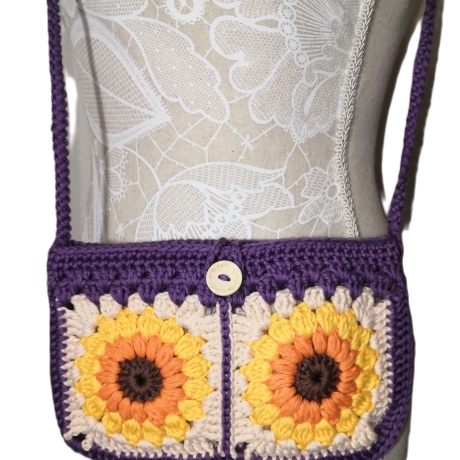 Tasche klein Granny-Square-Tasche gehäkelt, kleine Schultertasche