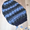 Beanie handgehäkelt mit Blattmuster, Mütze, Damenmütze