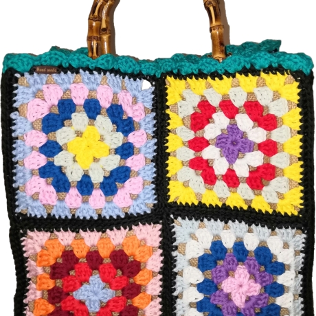 Tasche, Granny-Square-Tasche, gehäkelt, Granny-Square-Bag