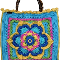 Tasche LOTUSBLUME mit Baumwollgarn gehäkelt, Lotus-Flower-Bag