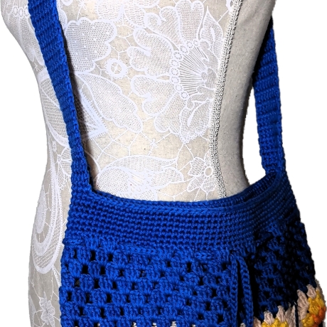 Tasche, Shopper, Sunflower-Bag, Granny-Square-Tasche, gehäkelt
