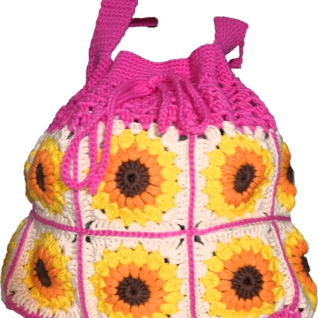 Tasche, Shopper, Sunflower-Bag, Granny-Square-Tasche, gehäkelt