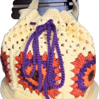 Tasche, Shopper, Sunflower-Bag, Granny-Square-Tasche, gehäkelt