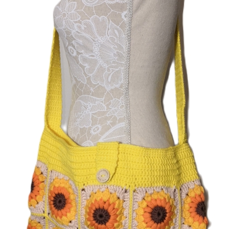 Tasche Granny-Square-Tasche gehäkelt, Schultertasche, Crossbody 