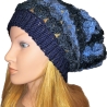 Beanie handgehäkelt mit Blattmuster, Mütze, Damenmütze