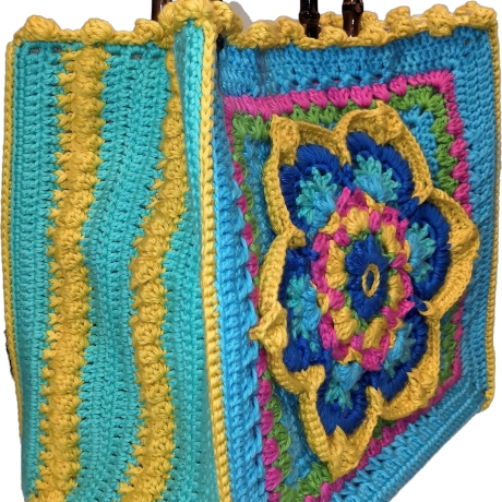 Tasche LOTUSBLUME mit Baumwollgarn gehäkelt, Lotus-Flower-Bag