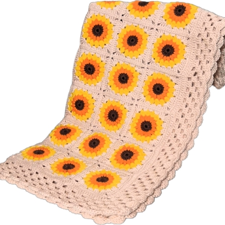 Kinderdecke Sunflower, gehäkelte Decke, 100% Baumwolle (8/8)