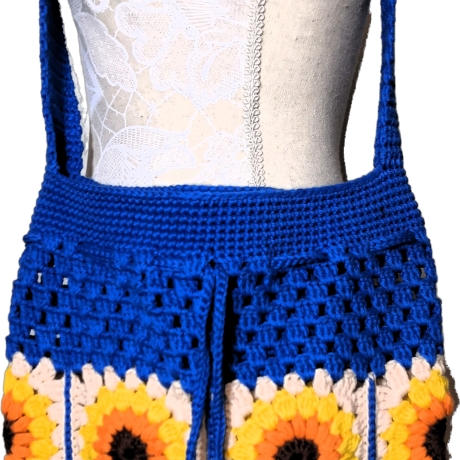 Tasche, Shopper, Sunflower-Bag, Granny-Square-Tasche, gehäkelt