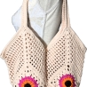 Tasche, Shopper, Sunflower-Bag, Granny-Square-Tasche, gehäkelt