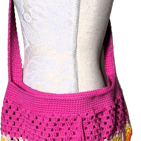 Tasche, Shopper, Sunflower-Bag, Granny-Square-Tasche, gehäkelt