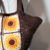 Sunflower-Bag, Granny-Square-Tasche mit Baumwollgarn gehäkelt