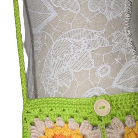 Tasche klein Granny-Square-Tasche gehäkelt, kleine Schultertasche