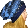 Beanie handgehäkelt mit Blattmuster, Mütze, Damenmütze
