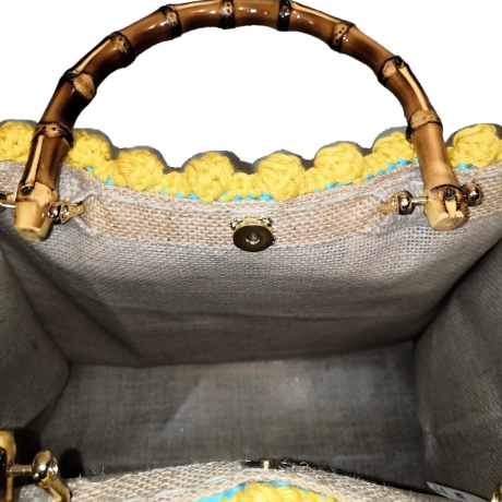 Tasche LOTUSBLUME mit Baumwollgarn gehäkelt, Lotus-Flower-Bag
