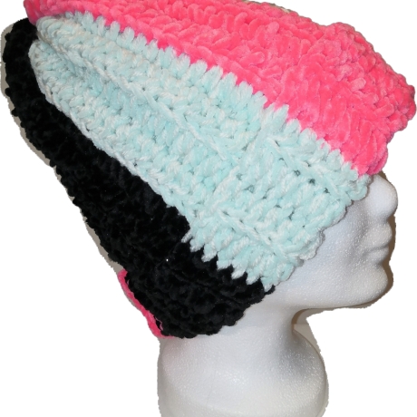 Beanie, Mütze, Beaniemütze, Maxi-Beanie-Mütze, handgehäkelt