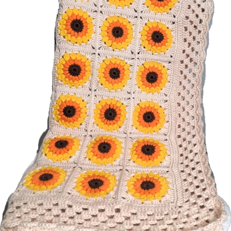 Kinderdecke Sunflower, gehäkelte Decke, 100% Baumwolle (8/8)