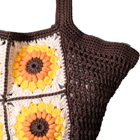 Tasche, Shopper, Sunflower-Bag, Granny-Square-Tasche, gehäkelt