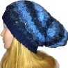Beanie handgehäkelt mit Blattmuster, Mütze, Damenmütze