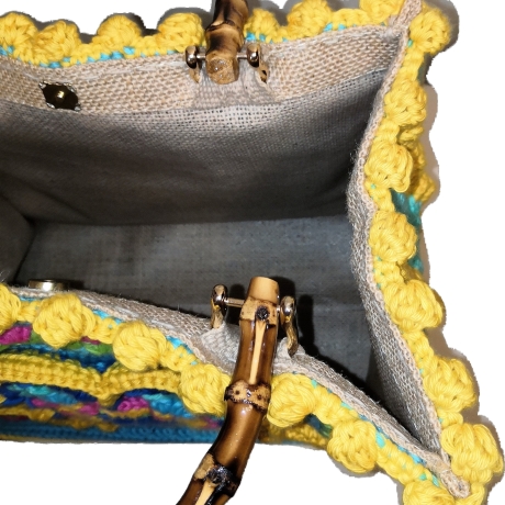 Tasche LOTUSBLUME mit Baumwollgarn gehäkelt, Lotus-Flower-Bag