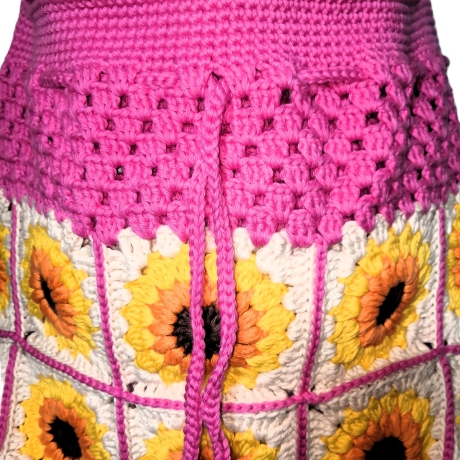 Tasche, Shopper, Sunflower-Bag, Granny-Square-Tasche, gehäkelt