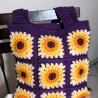 Sunflower-Bag, Granny-Square-Tasche mit Baumwollgarn gehäkelt