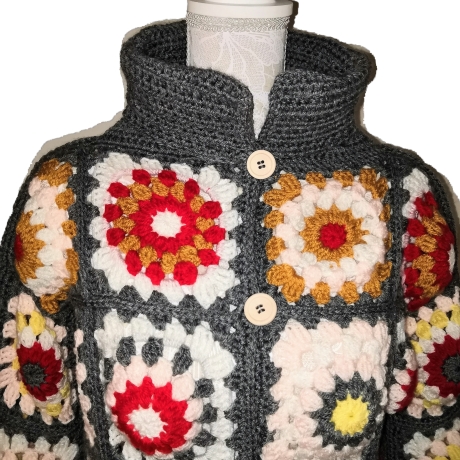 Cardigan, Jacke, Granny-Square-Cardigan, Damenjacke, gehäkelt