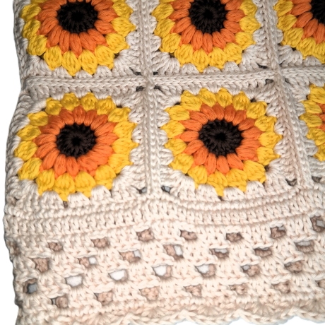 Kinderdecke Sunflower, gehäkelte Decke, 100% Baumwolle (8/8)