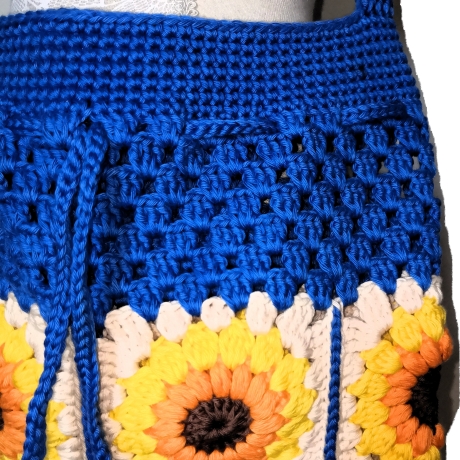 Tasche, Shopper, Sunflower-Bag, Granny-Square-Tasche, gehäkelt
