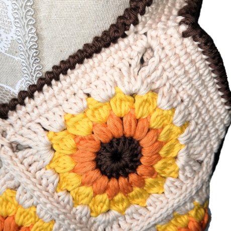 Tasche, Shopper, Sunflower-Bag, Granny-Square-Tasche, gehäkelt