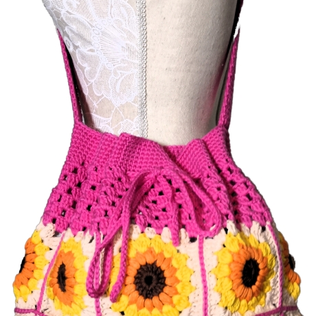 Tasche, Shopper, Sunflower-Bag, Granny-Square-Tasche, gehäkelt