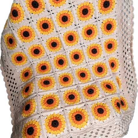 Kinderdecke Sunflower, gehäkelte Decke, 100% Baumwolle (8/8)