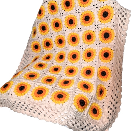 Kinderdecke Sunflower, gehäkelte Decke, 100% Baumwolle (8/8)