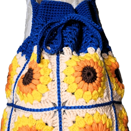 Tasche, Shopper, Sunflower-Bag, Granny-Square-Tasche, gehäkelt